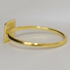 14K Yellow Gold Square ID Ring, Dainty Stackable Ring in 925 Silver