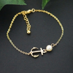 Friendship Jewelry Sterling Silver Anchor Bracelet with Pearl Christmas Gift