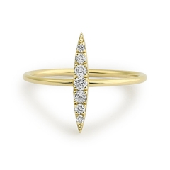 Dainty Elongated Micro Pave Stackable Bar Ring