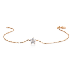 14K Gold Sterling Silver CZ Cluster Flower Design Dainty Bracelet