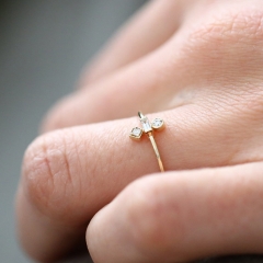 Dainty Sterling Silver Mix Baguette and Round CZ Mini Ring