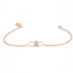 Dainty Sterling Silver Cubic Zirconia Tiny Star Bracelet for Women