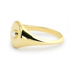 Cubic Zirconia Bezel Set Pinky Signet Ring Promise Ring