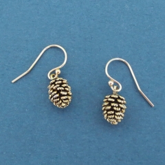 Sterling Silver Dainty Pinecone Hooks Earrings