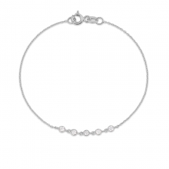 Dainty Sterling Silver 5 Link Floating Cubic Zirconia Chain Bracelet