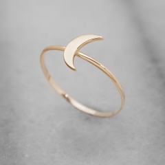 Dainty Sterling Silver 14K Gold Minimalist Crescent Half Moon Ring