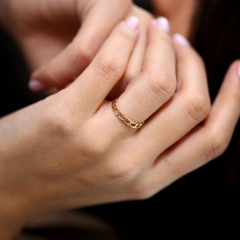 Chain Link Rose Gold Sterling Silver Wedding Band Ring