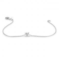 Sterling Silver Round Cut CZ Trio Clucter Floating Bracelet for Women