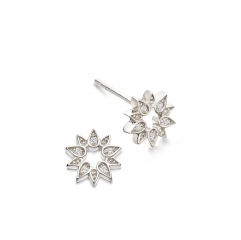 925 Silver Cubic Zirconia Flower Earrings Mini Sun Stud Earrings