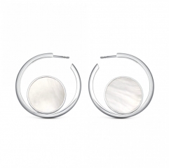 Europe Design Sterling Silver Mother of Pearl Hoop Earrings