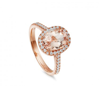 Sterling Silver Cubic Zirconia Morganite Oval Ring for Wedding