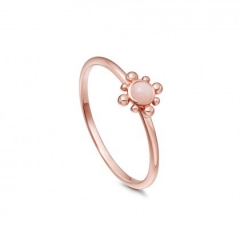 Rose Gold Sterling Silver Solitaire Mini Rose Quartz Thin Ring