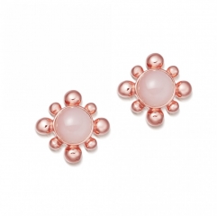 Sterling Silver Rose Quartz Mini Floris Stud Earrings