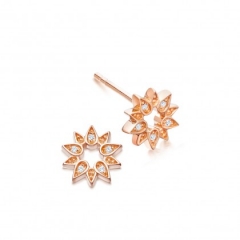 925 Silver Cubic Zirconia Flower Earrings Mini Sun Stud Earrings