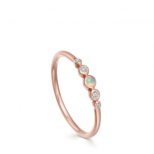 Delicate Sterling Silver Cubic Zirconia and Opal Thin Ring