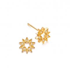 925 Silver Cubic Zirconia Flower Earrings Mini Sun Stud Earrings