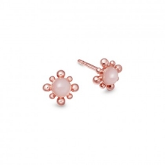 Sterling Silver Rose Quartz Mini Floris Stud Earrings