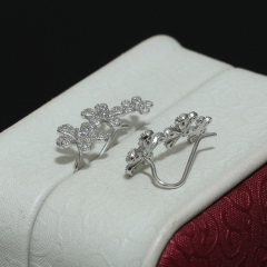 Delicate Sterling Silver Cubic Zirconia Flower Crawler Climber Earrings