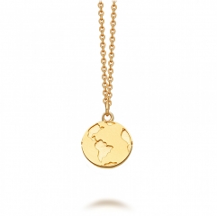Sterling Silver Globe World Map Necklace Earth Biography Pendant Necklace