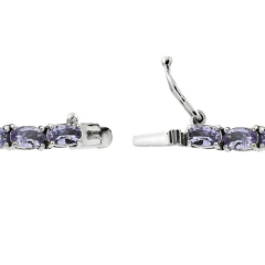 Sterling Silver Gemstone and Cubic Zirconia Birthstone Tennis Bracelet for Women