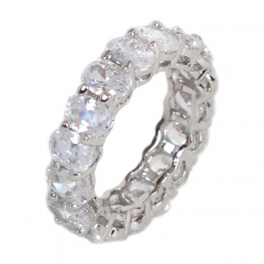 925 Silver Oval-cut Cubiz Zircon Full Eternity Band Ring