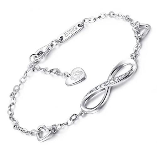 925 Sterling Silver Infinity Endless Love Symbol Charm Adjustable Bracelet