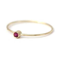 925 Sterling Silver Slim Rings with Ruby Crystal Ring for Girl