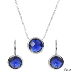Sterling Silver Round Cubic Zirconia Necklace and Earrings Jewelry Set