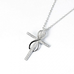 925 Sterling Silver Infinity Cross Pendant Necklace
