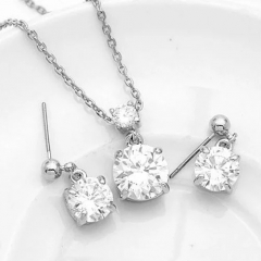 Cubic Zirconia Necklace And Earrings Set 18k White