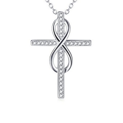 925 Sterling Silver Infinity Cross Pendant Necklace