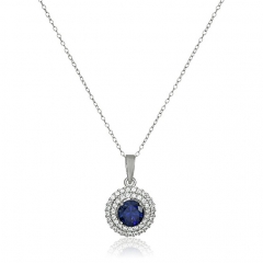 Rhodium-Plated Sterling Silver Created Gemstone Earrings and Pendant Necklace Set