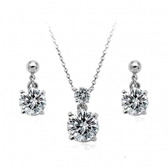 Cubic Zirconia Necklace And Earrings Set 18k White