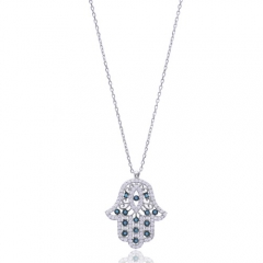 Hamsa Pendant Necklace in Turkish Wholesale 925 Sterling Silver