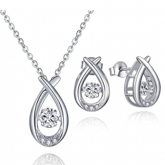 Dancing Diamond Cubic Zirconia Neckace and Earrings Jewelry Set