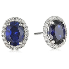 Sterling Silver Created Blue Sapphire with Cubic Zirconia 3-Piece Jewelry Set