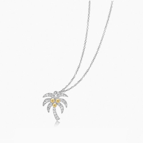 New Collection Sterling Silver Palm Tree Necklace CZ Hot Sale Design