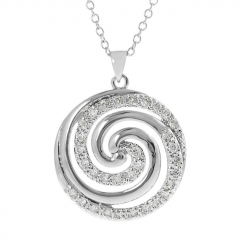 Sterling Silvertone Cubic Zirconia Swirl Necklace Women Jewelry