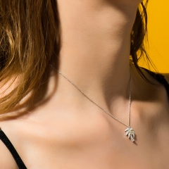 New Collection Sterling Silver Palm Tree Necklace CZ Hot Sale Design