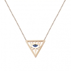 925 Sterling Silver Rose Gold Plated Necklace with Enamel Eye Pendant