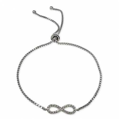 Cubic Zirconia Infinity Adjustable Bracelet in Sterling Silver for Women