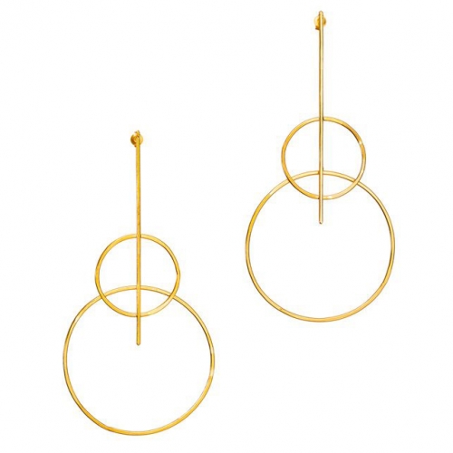 New Model 925 Silver 18K Yellow Gold Circle Stud Jhumka Earrings