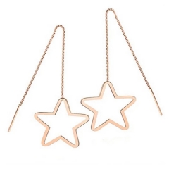 Love Rose Gold Plate Star Dangle Earrings Threader Drop Earrings