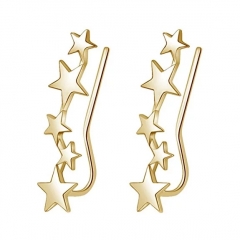 Sterling Silver Mix Linked Stars Ear Climbers Ear Cuff Earrings