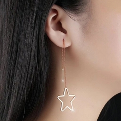 Love Rose Gold Plate Star Dangle Earrings Threader Drop Earrings