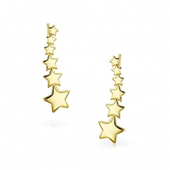 925 Sterling Silver Modern Shooting Stars Ear Pins Crawlers