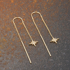 Long Threader Drop Starburst Earrings Gold/Rose Gold Plated,5