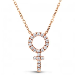 18K Gold Plated Sterling Silver White CZ Crystal Female Symbol Necklace