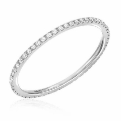 Full CZ Band,925 Sterling Silver Micropave CZ Thin Eternity Band Ring