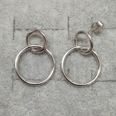 Sterling Silver Double Irregular Interlocking Circle Stud Earrings Australia